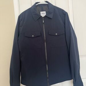 Zara Men's Dark Blue Shirt Jacket